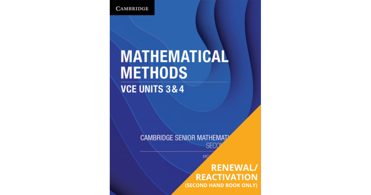 Lilydale Books | CAMBRIDGE SENIOR MATHS: MATHS METHODS VCE UNITS 3&4…