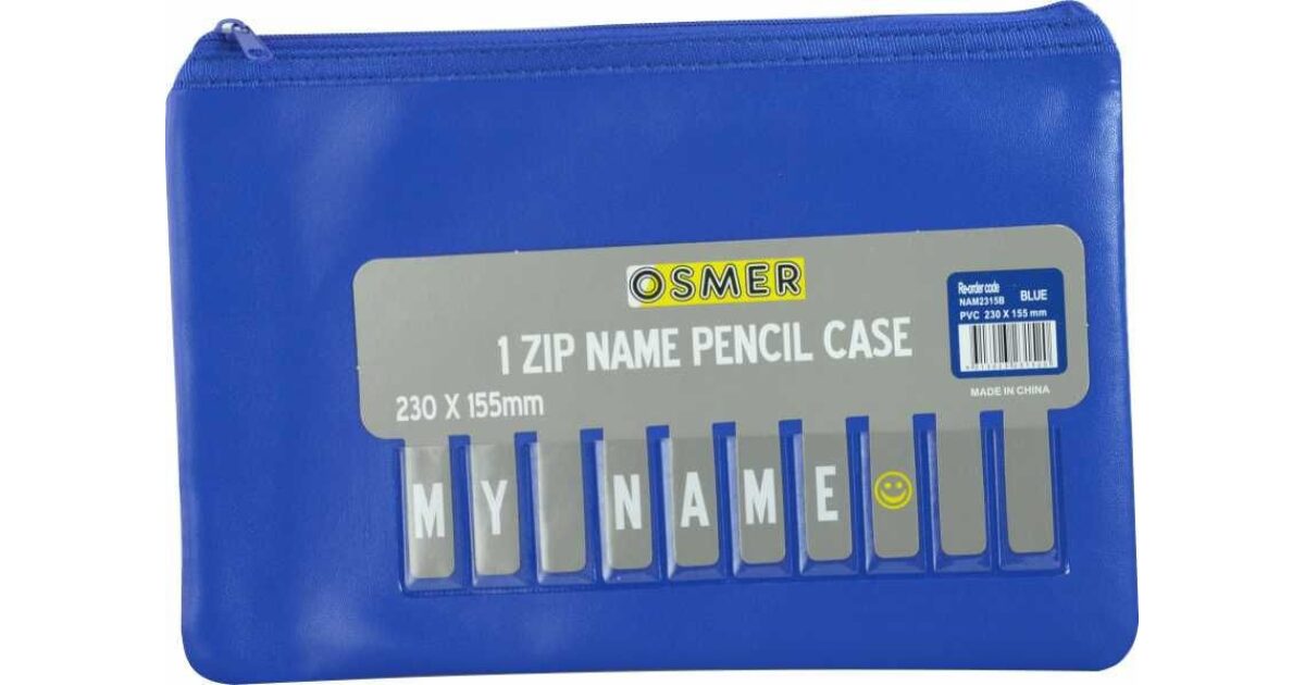 Lilydale Books | PENCIL CASE 1 ZIP 23 X 15.5CM WITH ALPHABET NAME CARD