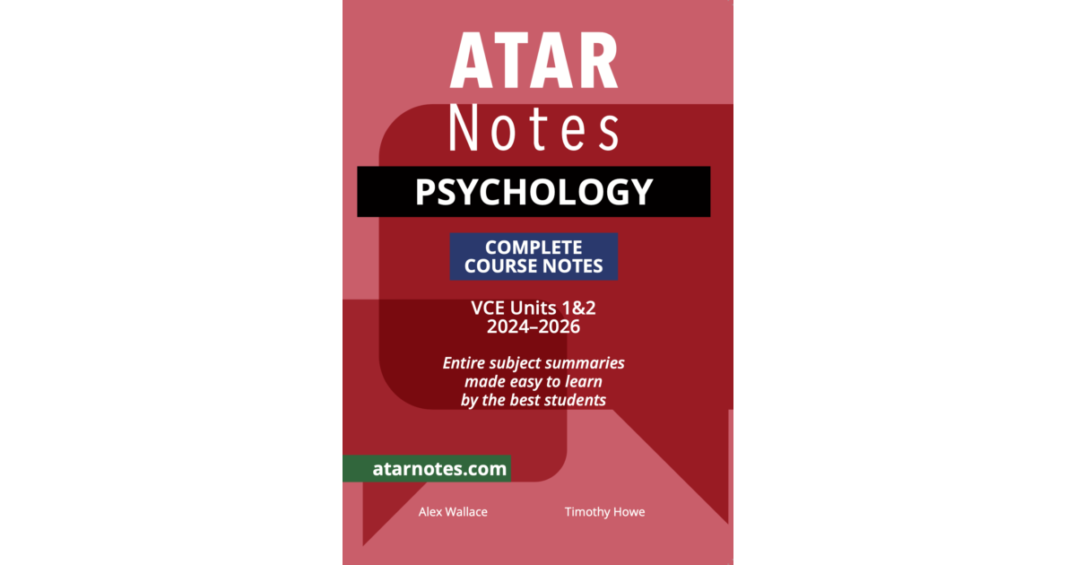 Lilydale Books | ATAR NOTES VCE PSYCHOLOGY UNITS 1&2 NOTES (2024-2026)