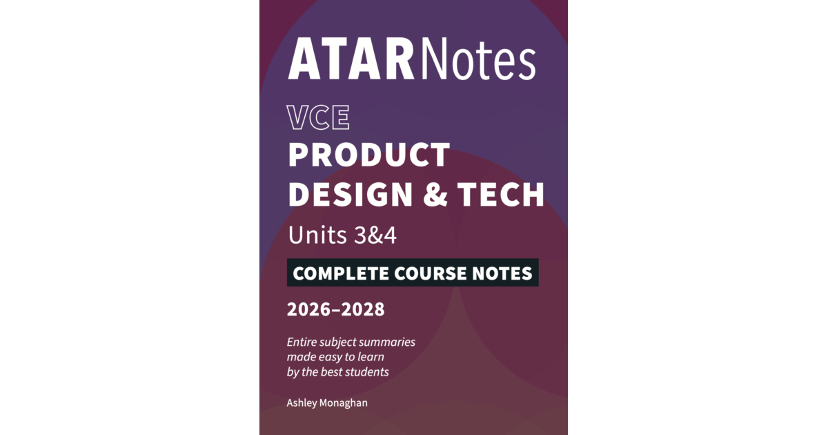Lilydale Books | ATAR NOTES VCE PRODUCT DESIGN AND TECHNOLOGY UNITS…