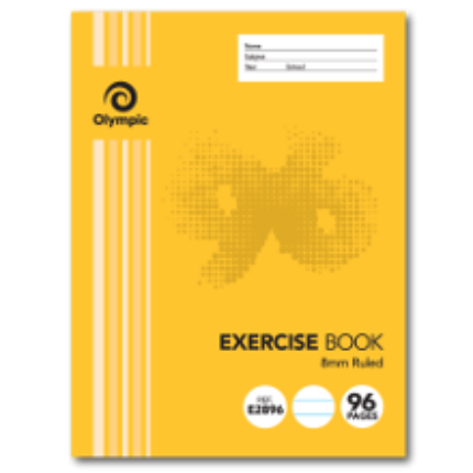 96 PAGE EXERCISE BOOK 225 x 175MM 8MM RULED