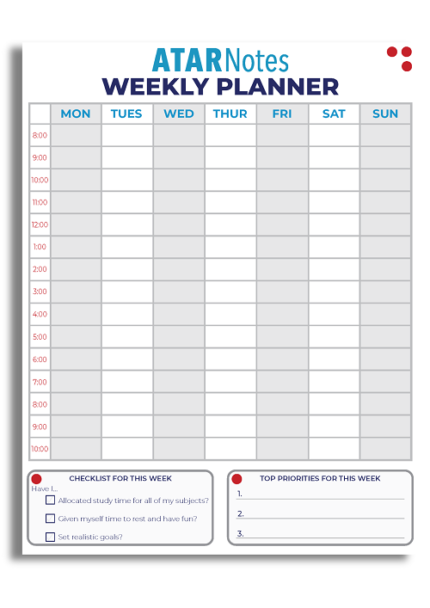 ATAR NOTES WEEKLY PLANNER