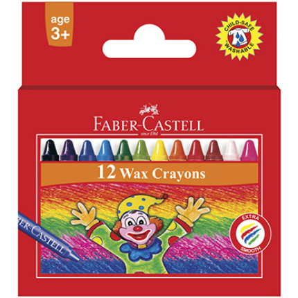 12 FABER CASTELL WAX CRAYONS ASSORTED