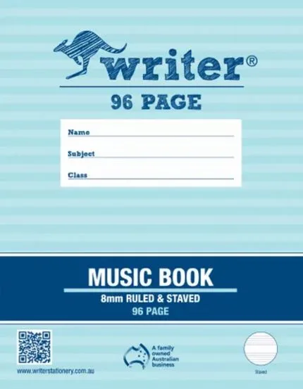 Lilydale Books | MUSIC BOOK 225 x 175 MM 96 PAGE