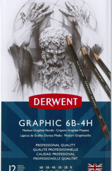12 GRAPHIC DERWENT PENCILS 6B-4H (MEDIUM)
