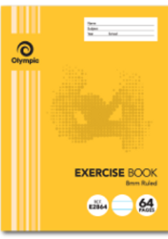 64 PAGE EXERCISE BOOK 225 x 175MM 8MM RULED Cover