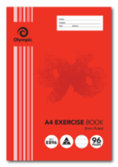 96 PAGE A4 EXERCISE BOOK 8MM RULED WITH MARGIN Cover