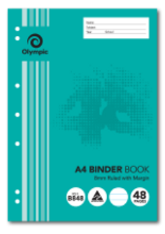 48 PAGE A4 BINDER BOOK 8MM RULED WITH MARGIN Cover