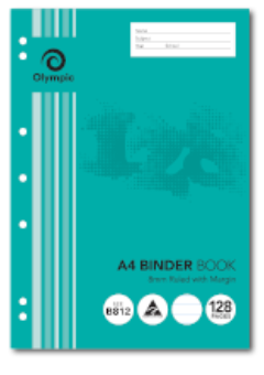 128 PAGE A4 BINDER BOOK 8MM RULED WITH MARGIN Cover