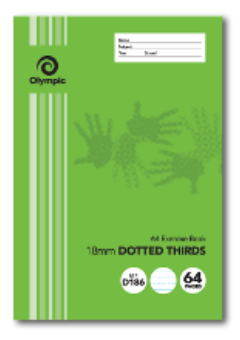 64 PAGE A4 EXERCISE BOOK 18MM DOTTED THIRDS WITH RED MARGIN Cover
