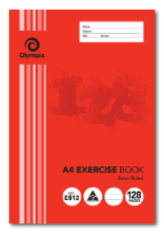 128 PAGE A4 EXERCISE BOOK 8MM RULED WITH MARGIN Cover