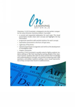 CHEMISTRY 12: VCE ESSENTIALS UNIT 4 2017-2021 Cover