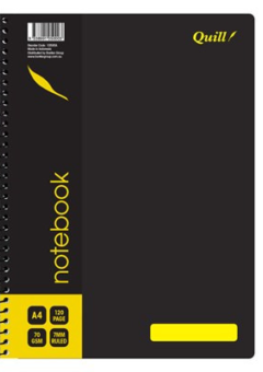 QUILL NOTEBOOK 70GSM A4 120 PAGES BLACK Cover