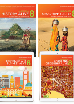 JACARANDA HUMANITIES ALIVE 8 VICTORIAN CURRICULUM LEARNON TEXTBOOK PACK 2E (HISTORY, GEOGRAPHY, CIVICS & CITIZENSHIP + ECONOMICS & BUSINESS) Cover