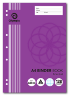 128 PAGE A4 BINDER BOOK GRAPH/GRID 5MM Cover
