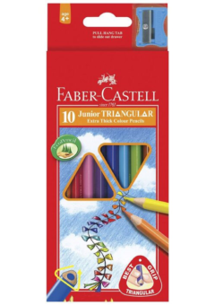 10 FABER CASTELL JUNIOR TRIANGULAR GRIP EXTRA THICK COLOUR PENCILS Cover