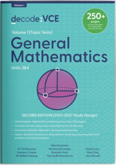 DECODE VCE GENERAL MATHEMATICS UNITS 3&4 2E (2023-2027) - VOLUME 1 (TOPIC TESTS) Cover