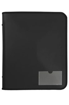 2D RING A4 25MM FOLDER ZIPPER BINDER STURDY WITH NAME CARD (BLACK)