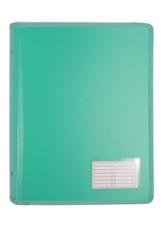 2D RING A4 25MM FOLDER ZIPPER BINDER STURDY WITH NAME CARD (GREEN) Cover