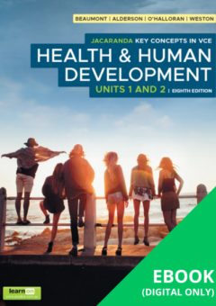 JACARANDA KEY CONCEPTS IN VCE HEALTH & HUMAN DEVELOPMENT UNITS 1&2 LEARNON EBOOK 8E (eBook Only) Cover