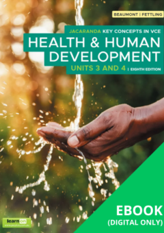 JACARANDA KEY CONCEPTS IN VCE HEALTH & HUMAN DEVELOPMENT UNITS 3&4 LEARNON EBOOK 8E (eBook Only) Cover