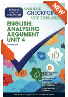 CAMBRIDGE CHECKPOINTS VCE ENGLISH: ANALYSING AND PRESENTING ARGUMENT UNIT 4 2025-2027 + QUIZ ME MORE Cover