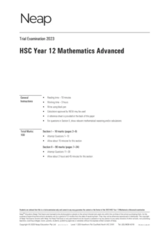 NEAP PRACTICE EXAM PACK: NSW YEAR 12 MATHEMATICS ADVANCED (3 EXAMS)
