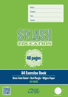 48 PAGE A4 EXERCISE BOOK 8MM RULED WITH MARGIN Cover