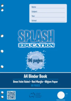 96 PAGE A4 BINDER BOOK 8MM RULED WITH MARGIN Cover